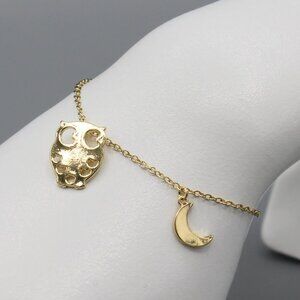 Jewelry bracelet smart owl bird night sky yellow gold tone dainty adjustable